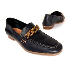 CLARKS Sarafyna Iris Loafer Women's 8 Black Leather Tortoiseshell Preppy Classic